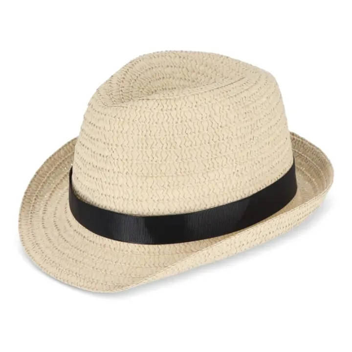 Plant straw hat with coloured band - LT90502 (N0002)
